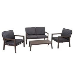 Ensemble de salon de jardin - Chic - Métal - 4 places - Coussins confortables - Table rectangulaire