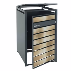Abri poubelle - MARQUE - Un compartiment - Métal anthracite - Résistant aux UV - Verrouillable