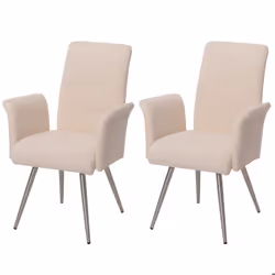 Lot de 2 chaises de salle a manger avec accoudoirs en acier inoxydable brosse et tissu chenille creme 04_0007311