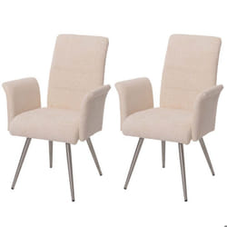 Lot de 2 chaises de salle a manger avec accoudoirs en acier inoxydable brosse et tissu chenille creme 04_0007311