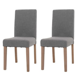 Chaises de salle à manger - Lot de 2 - Tissu bouclé gris - Dossier haut - Pieds en bois massif - Confort optimal