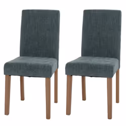 Lot de 2 chaises de salle a manger dossier haut en tissu chenille vert pieds en bois clairs 04_0007325