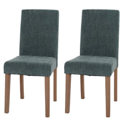 Lot de 2 chaises de salle a manger dossier haut en tissu chenille vert pieds en bois clairs 04_0007325