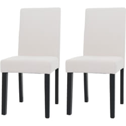 Lot de 2 chaises de salle à manger dossier haut en tissu velours côtelé crème pieds en bois foncés 040007326