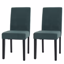 Chaises de salle à manger - Lot de 2 - MARQUE - Tissu velours côtelé - Dossier haut - Pieds en bois massif
