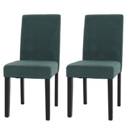 Chaises de salle à manger - Lot de 2 - MARQUE - Tissu velours côtelé - Dossier haut - Pieds en bois massif