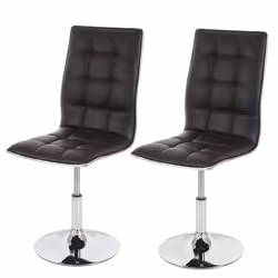 Lot de 2 chaises de salle à manger - MARQUE - Réglables en hauteur - Rotatives - PVC marron - Base en métal
