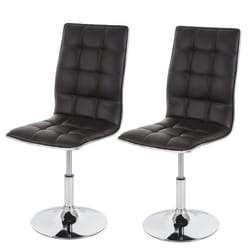 Lot de 2 chaises de salle à manger - MARQUE - Réglables en hauteur - Rotatives - PVC marron - Base en métal