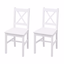 Chaises de cuisine - Design Rustique - Bois de pin blanc - Lot de 2 - Capacité 150 kg - Style Campagne