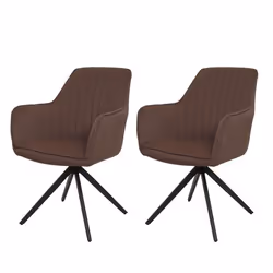 Chaises de salle à manger - Non spécifié - Lot de 2 - Pivotantes - Accoudoirs - Marron