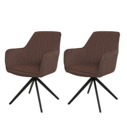 Chaises de salle à manger - Non spécifié - Lot de 2 - Pivotantes - Accoudoirs - Marron