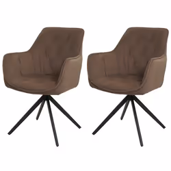 Chaises de salle à manger - Lot de 2 - Rembourrées - Accoudoirs - Pivotantes - Marron