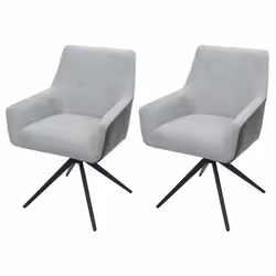 Chaises de salle à manger - Non spécifié - Lot de 2 - Tissu gris clair - PVC gris foncé - Accoudoirs