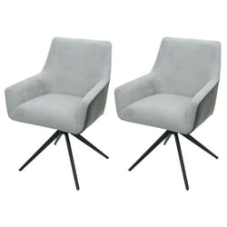 Chaises de salle à manger - Non spécifié - Lot de 2 - Tissu gris clair - PVC gris foncé - Accoudoirs