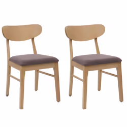 Lot de 2 chaises de salle à manger - MARQUE - Modèle - Tissu taupe - Bois massif - Confortable