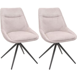 Lot de 2 chaises de salle à manger pivotante en tissu crème beige cadre de trépied en acier 040007387