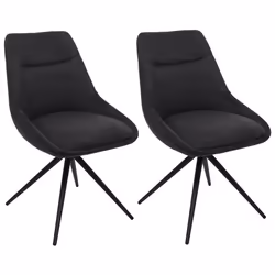 Lot de 2 chaises de salle a manger pivotante position automatique en metal et tissu anthracite trepied en acier 04_0007390