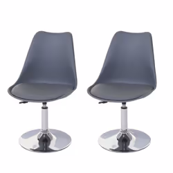 Chaises de salle à manger - Lot de 2 - Réglables en hauteur - Pivotantes - PVC - Chrome