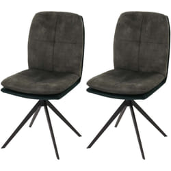 Lot de 2 chaises de salle à manger rotative en tissu vert cadre de trépied 040007400