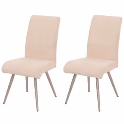 Lot de 2 chaises de salle a manger en inox brosse et tissu chenille creme 04_0007401
