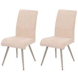 Lot de 2 chaises de salle a manger en inox brosse et tissu chenille creme 04_0007401