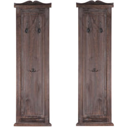Lot de 2 porte-manteaux mural panneau avec 3 crochets 109 x 28 x 4 cm en bois marron vieilli 040007420
