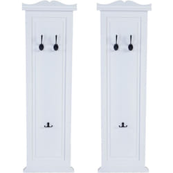 2x porte-manteaux mural avec 3 crochets en bois blanc 109 x 28 x 4 cm 040007421