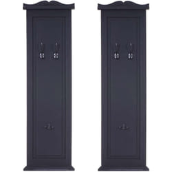 Lot de 2 porte-manteaux mural panneau avec 3 crochets 109 x 28 x 4 cm en bois peint gris foncé 040007422