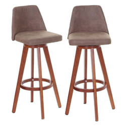 Lot de 2 tabourets de bar chaise de comptoir pivotant cadre en bois assise textile vintage marron 040007453