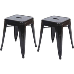 Lot de 2 tabourets en métal design industriel empilable noir 040007481
