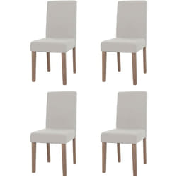 Lot de 4 chaises de salle à manger dossier haut en tissu bouclé crème pieds clair 040007513