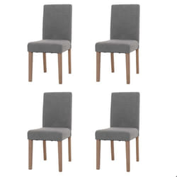 Chaises de salle à manger - Lot de 4 - Dossier haut - Tissu bouclé gris - Pieds en bois massif - Confort optimal