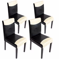 Lot de 4 chaises de salle a manger cuisine design moderne en PVC noir et blanc pieds fonces 04_0007528