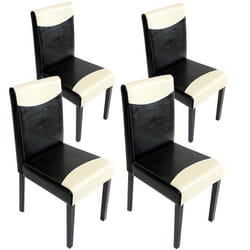 Lot de 4 chaises de salle a manger cuisine design moderne en PVC noir et blanc pieds fonces 04_0007528