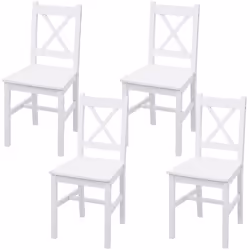 Lot de 4 chaises de salle a manger cuisine design rustique en boisde pin blanc 04_0007530