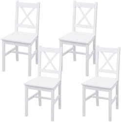 Lot de 4 chaises de salle a manger cuisine design rustique en boisde pin blanc 04_0007530