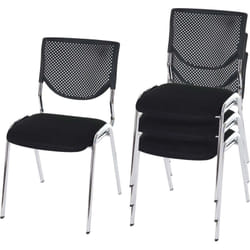 Lot de 4 chaises visiteur chaise de conférence empilable assise en tissu/textile noir pieds chrome 040007533