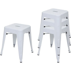Lot de 4 tabourets bas en métal blanc design industriel empilable 040007583