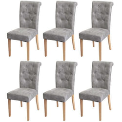 Chaises de salle à manger - Lot de 6 - Gris clair - Rivets métalliques - Style Chesterfield - Confortables