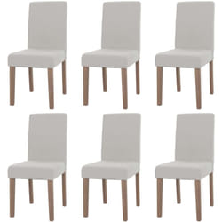 Lot de 6 chaises de salle à manger dossier haut en tissu bouclé crème pieds en bois clairs 040007633