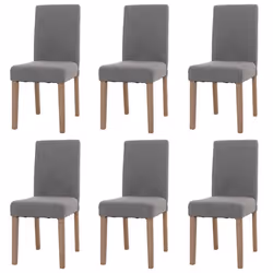 Lot de 6 chaises de salle a manger dossier haut en tissu boucle gris pieds en bois clairs 04_0007634