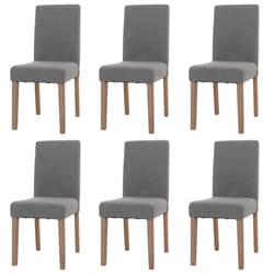 Lot de 6 chaises de salle a manger dossier haut en tissu boucle gris pieds en bois clairs 04_0007634