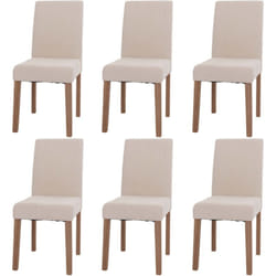 Lot de 6 chaises de salle à manger dossier haut en tissu chenille crème pieds clairs 040007635