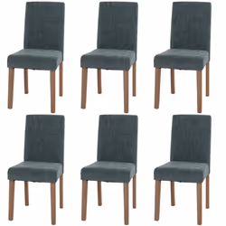 Lot de 6 chaises de salle a manger dossier haut en tissu chenille vert pieds en bois clair 04_0007639