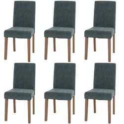 Lot de 6 chaises de salle a manger dossier haut en tissu chenille vert pieds en bois clair 04_0007639