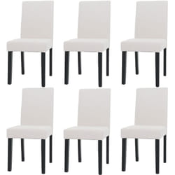 Lot de 6 chaises de salle à manger dossier haut en tissu velours côtelé crème pieds en bois foncés 040007640
