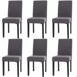Lot de 6 chaises de salle a manger dossier haut en tissu velours côtele gris fonce pieds fonces 04_0007642