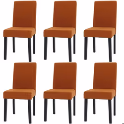Lot de 6 chaises de salle a manger dossier haut en tissu velours côtele terre cuite pieds fonces 04_0007643