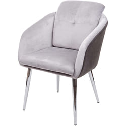 Chaise de salle à manger rembourrée en velours et pvc gris avec accoudoirs 040002243