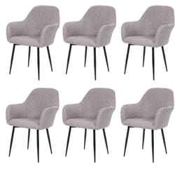 Lot de 6 chaises de salle à manger design rétro en tissu gris pieds en métal noirs 040007687